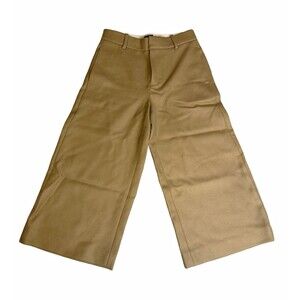 J.Crew Wool Twill Wide-Leg High Rise Cropped Pants Tan Womens Size 0